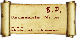 Burgermeister Péter névjegykártya